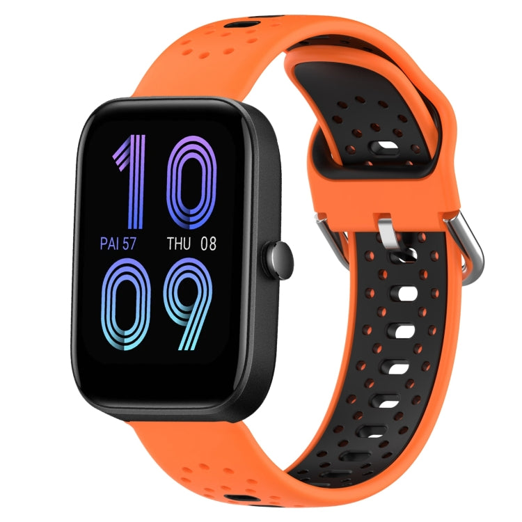 For Amazfit Bip3 20mm Breathable Two-Color Silicone Watch Band(Orange+Black)