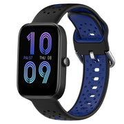 For Amazfit Bip3 20mm Breathable Two-Color Silicone Watch Band(Black+Blue)
