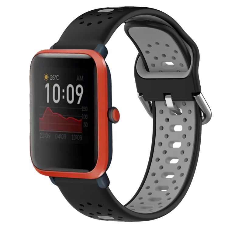 For Amazfit Bip 1S 20mm Breathable Two-Color Silicone Watch Band(Black+Grey)