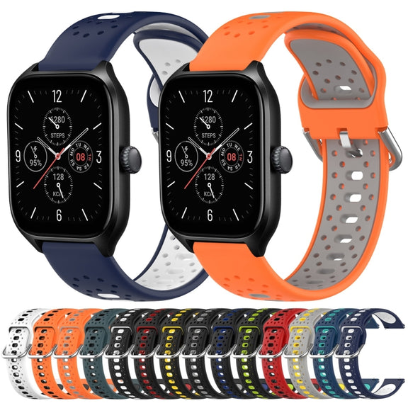For Amazfit GTR 42mm 20mm Breathable Two-Color Silicone Watch Band(Midnight Blue+White)
