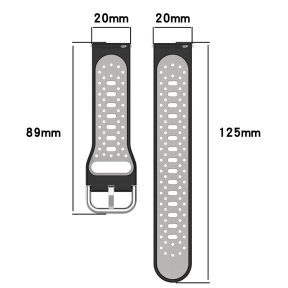 For Amazfit Pop 20mm Breathable Two-Color Silicone Watch Band(White+Black)