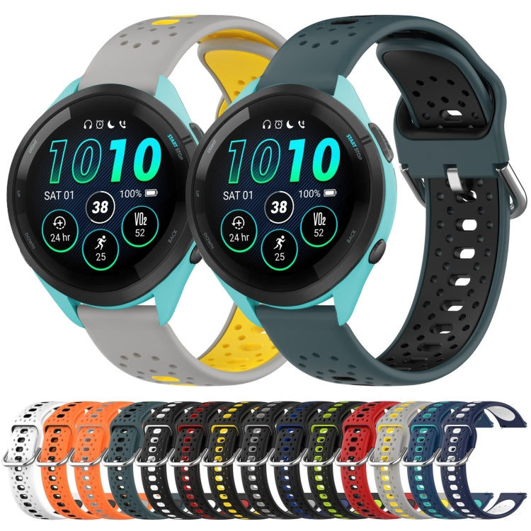 For Garmin Forerunner 265 22mm Breathable Two-Color Silicone Watch Band(Midnight Blue+White)
