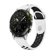 For Garmin MARQ Athlete Gen 2 22mm Sports Breathable Silicone Watch Band(White+Black)