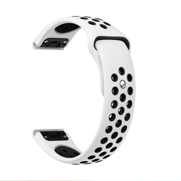 For Garmin Instinct Crossover 22mm Sports Breathable Silicone Watch Band(White+Black)