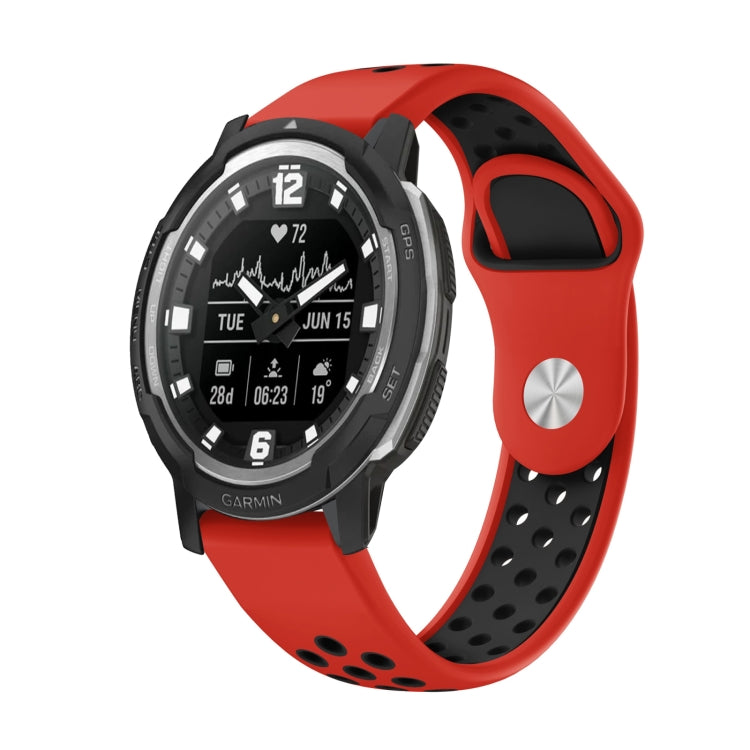 For Garmin Instinct Crossover Solar 22mm Sports Breathable Silicone Watch Band(Red+Black)