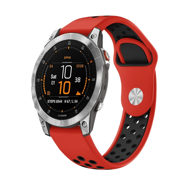 For Garmin EPIX Gen 2 22mm Sports Breathable Silicone Watch Band(Red+Black)