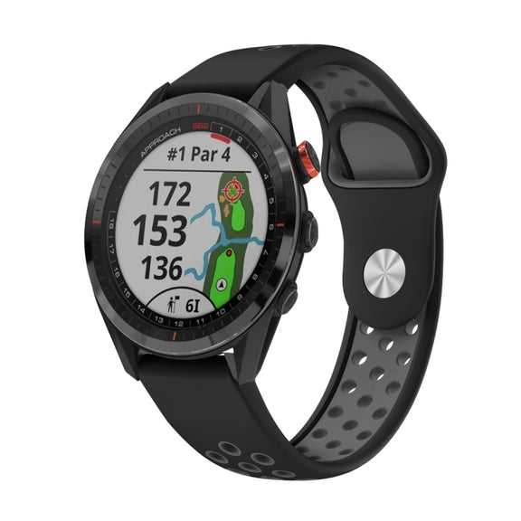 For Garmin Approach S62 22mm Sports Breathable Silicone Watch Band(Black+Grey)