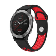 For Garmin Fenix 6 GPS 22mm Sports Breathable Silicone Watch Band(Black+Red)