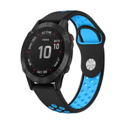 For Garmin Fenix 6 Pro GPS 22mm Sports Breathable Silicone Watch Band(Black+Blue)
