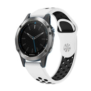 For Garmin Quatix 5 22mm Sports Breathable Silicone Watch Band(White+Black)