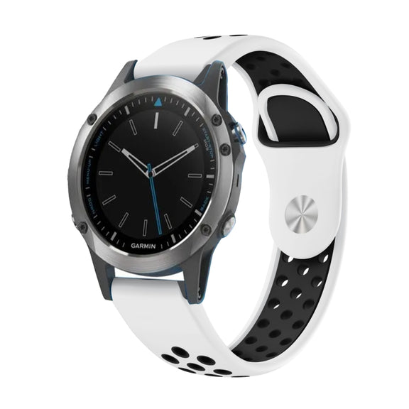 For Garmin Quatix 5 22mm Sports Breathable Silicone Watch Band(White+Black)