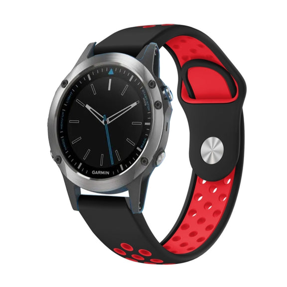 For Garmin Quatix 5 22mm Sports Breathable Silicone Watch Band(Black+Red)