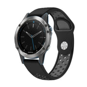 For Garmin Quatix 5 22mm Sports Breathable Silicone Watch Band(Black+Grey)
