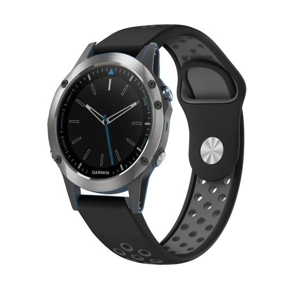 For Garmin Quatix 5 22mm Sports Breathable Silicone Watch Band(Black+Grey)