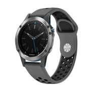 For Garmin Quatix 5 22mm Sports Breathable Silicone Watch Band(Grey+Black)