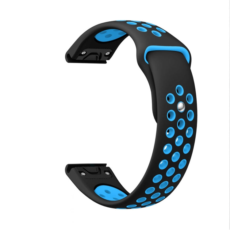 For Garmin Forerunner 955 22mm Sports Breathable Silicone Watch Band(Black+Blue)