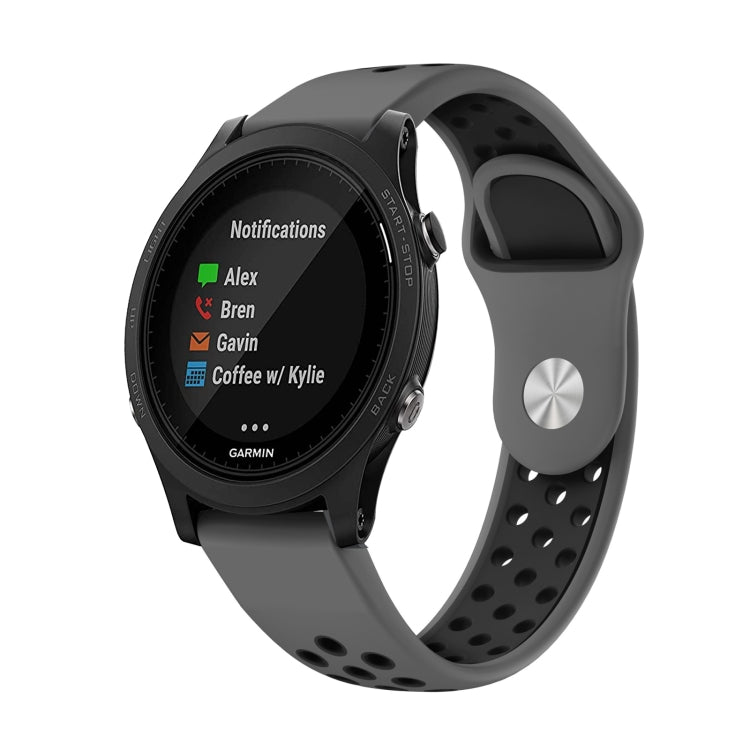 For Garmin Forerunner 935 22mm Sports Breathable Silicone Watch Band(Grey+Black)