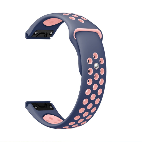 For Garmin Forerunner 965 22mm Sports Breathable Silicone Watch Band(Midnight Blue+Pink)