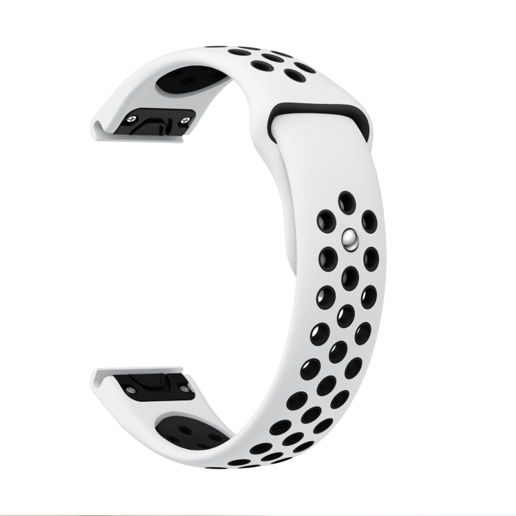 For Garmin Instinct 2 22mm Sports Breathable Silicone Watch Band(White+Black)