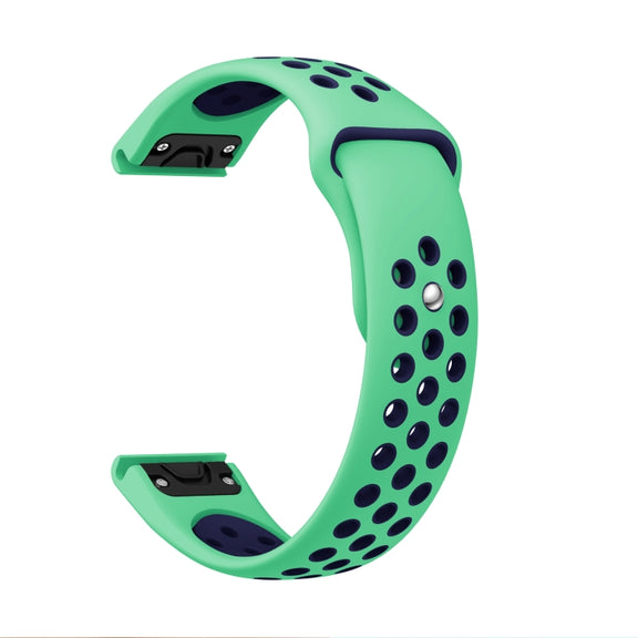 For Garmin Instinct 22mm Sports Breathable Silicone Watch Band(Mint Green+Midnight Blue)
