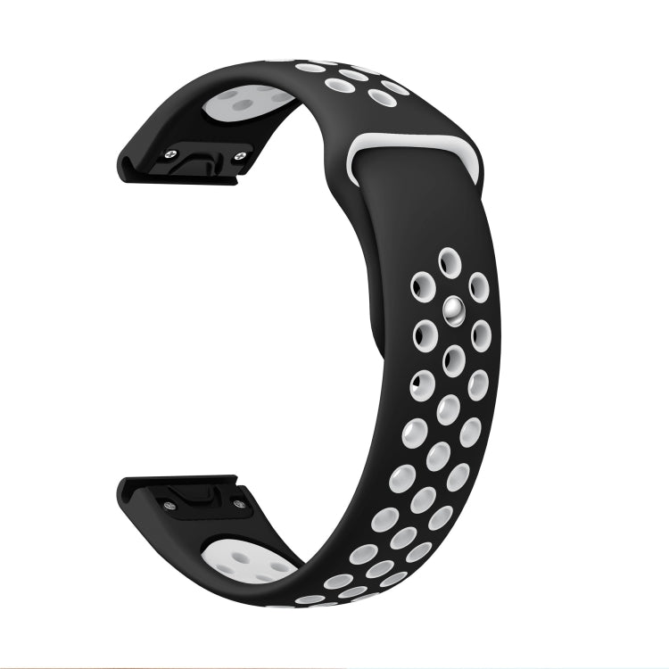 For Garmin Instinct 22mm Sports Breathable Silicone Watch Band(Black+White)