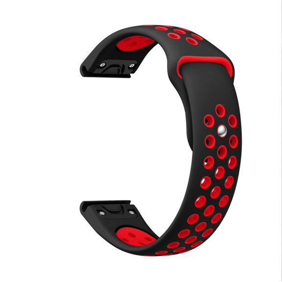 For Garmin Instinct 22mm Sports Breathable Silicone Watch Band(Black+Red)