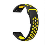 For Garmin Instinct 22mm Sports Breathable Silicone Watch Band(Black+Yellow)