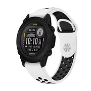 For Garmin Descent G1 22mm Sports Breathable Silicone Watch Band(White+Black)
