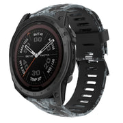 For Garmin Tactix 7 Pro 26mm Camouflage Printed Silicone Watch Band(Black+Digital  Camouflage)