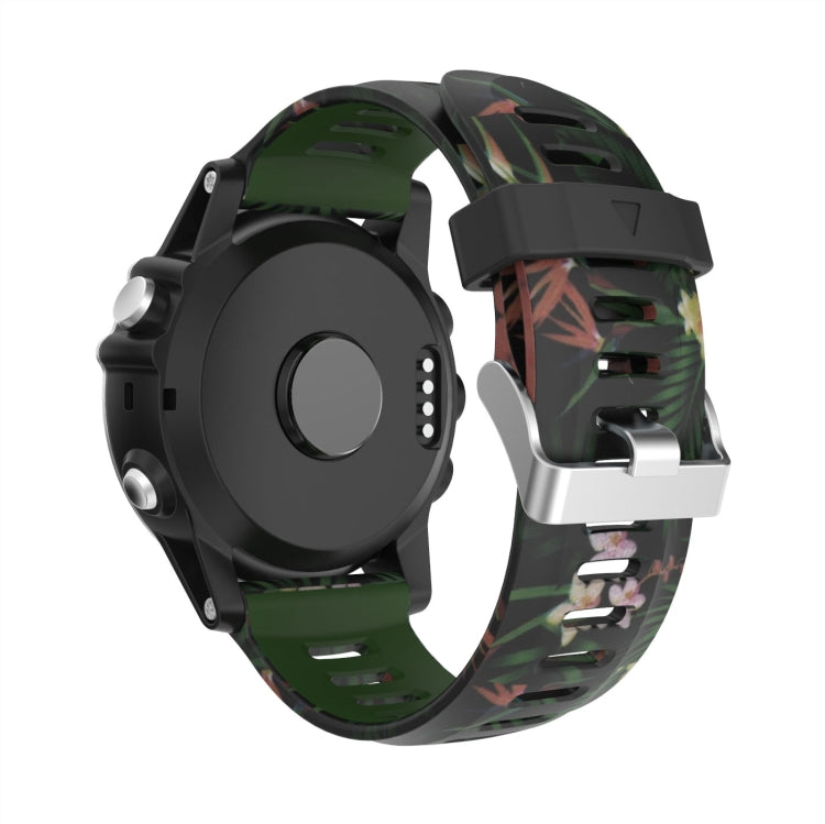 For Garmin Tactix Delta 26mm Camouflage Printed Silicone Watch Band(Army Green+Bamboo Camouflage)