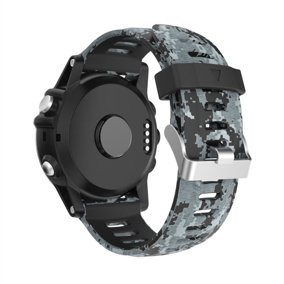 For Garmin Enduro 2 26mm Camouflage Printed Silicone Watch Band(Black+Digital  Camouflage)