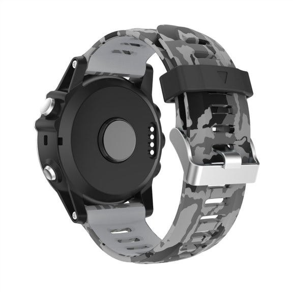 For Garmin Enduro 2 26mm Camouflage Printed Silicone Watch Band(Grey+Army Camouflage)