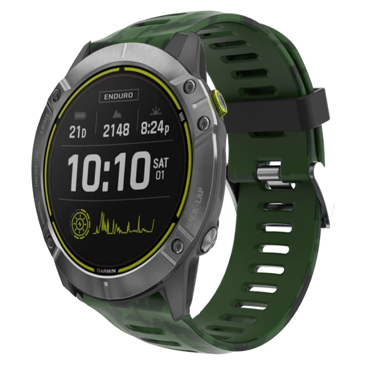 For Garmin Enduro 26mm Camouflage Printed Silicone Watch Band(Army Green+Army Camouflage)