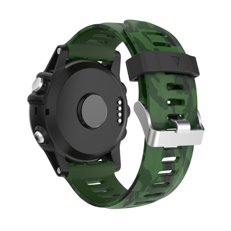 For Garmin Fenix 6X 26mm Camouflage Printed Silicone Watch Band(Army Green+Army Camouflage)