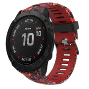 For Garmin Fenix 6X Pro 26mm Camouflage Printed Silicone Watch Band(Red+Jellyfish Camouflage)