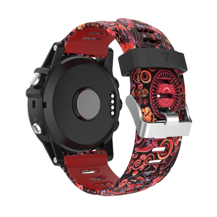 For Garmin Fenix 5X Sapphire 26mm Camouflage Printed Silicone Watch Band(Red+Jellyfish Camouflage)