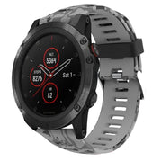 For Garmin Fenix 5X Plus 26mm Camouflage Printed Silicone Watch Band(Grey+Army Camouflage)