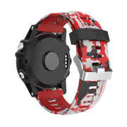 For Garmin Descent MK 1 26mm Camouflage Printed Silicone Watch Band(Red+Army Camouflage)