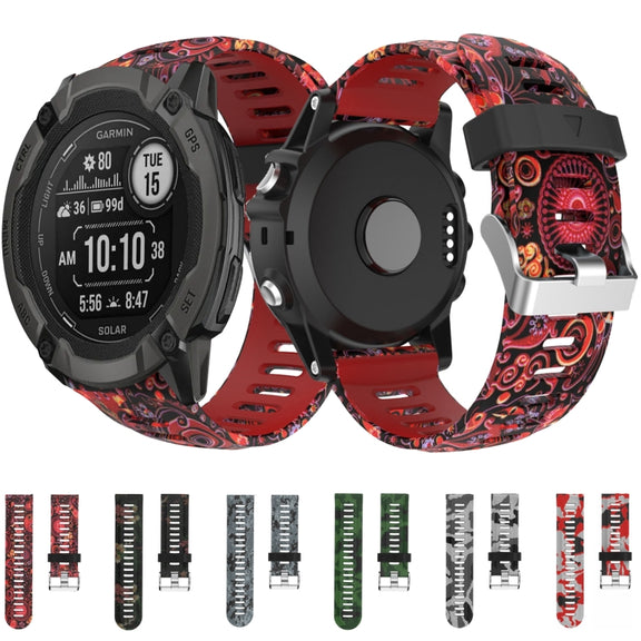 For Garmin D2 Delta PX 26mm Camouflage Printed Silicone Watch Band(Grey+Army Camouflage)