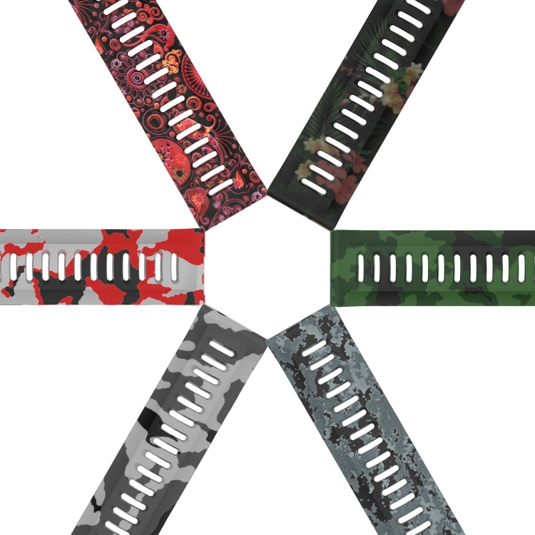 For Garmin Descent MK 1 26mm Camouflage Printed Silicone Watch Band(Black+Digital  Camouflage)