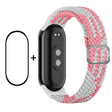 For Xiaomi Mi Band 8 ENKAY Hat-Prince 2 in 1 Set Full Coverage Screen Protector + Elastic Braided Nylon Watch Band(Pink White) - Watch Bands by ENKAY | Online Shopping South Africa | PMC TechLife | Buy Now Pay Later Mobicred