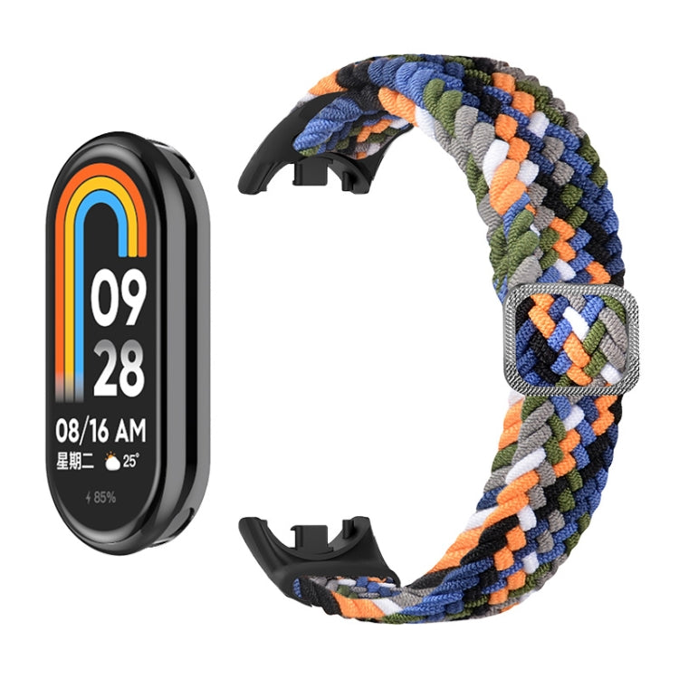 For Xiaomi Mi Band 8 ENKAY Hat-Prince 2 in 1 Set Full Coverage Screen Protector + Elastic Braided Nylon Watch Band(Black White)