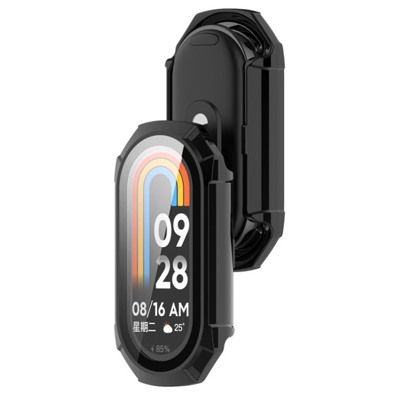 For Xiaomi Mi Band 8 ENKAY Hat-Prince Full Coverage PC Frame + Tempered Glass Film Watch Case(Black)