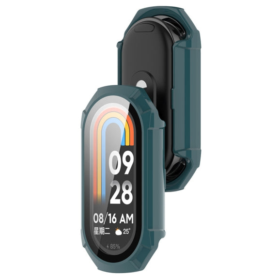 For Xiaomi Mi Band 8 ENKAY Hat-Prince Full Coverage PC Frame + Tempered Glass Film Watch Case(Green)