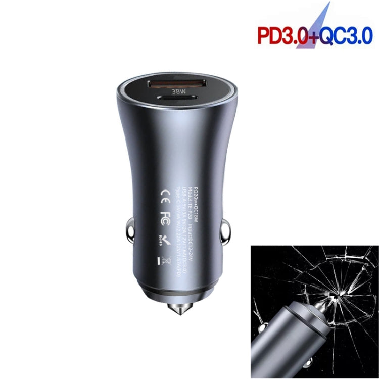 P20 38W PD3.0 20W + QC3.0 USB Safety Hammer Car Charger(Red)