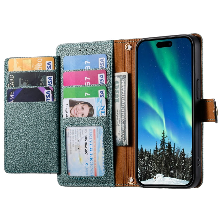 For iPhone 14 Love Zipper Lanyard Leather Phone Case(Green)