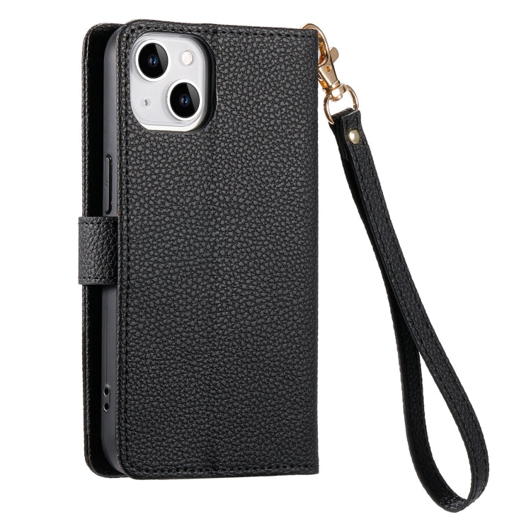 For iPhone 14 Pro Love Zipper Lanyard Leather Phone Case(Black)