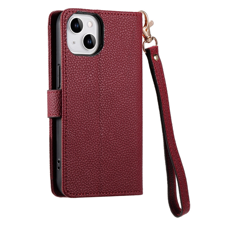 For iPhone 14 Pro Max Love Zipper Lanyard Leather Phone Case(Red)