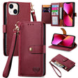 For iPhone 13 Love Zipper Lanyard Leather Phone Case(Red) - free shipping - PMC TechLife - Order now!