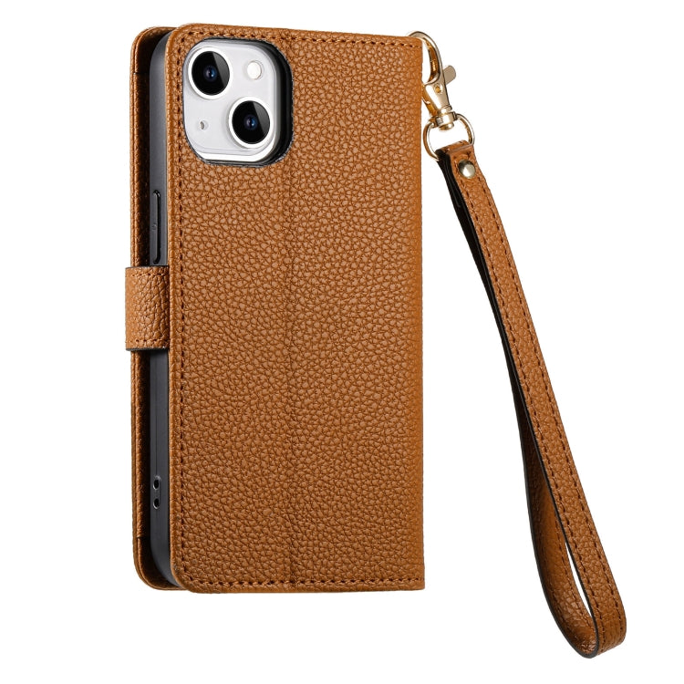 For iPhone 13 Pro Love Zipper Lanyard Leather Phone Case(Brown)
